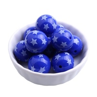 Yeni Gumball temmuz 4th moda tıknaz katı baskı yıldız boncuk takı kolye yapımı için 20mm akrilik boncuk