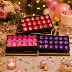 D-FZH003 CASTLE Ensemble de 18 Savons Parfumés à la Rose, Cadeau pour la Fête des Mères pour Femmes, Filles, Maman - Product Image 2