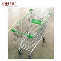 Chariot de courses argenté L1000*W585*H1010 mm 80L/100L/120L/160L avec roues en PU de 5 pouces, zingué, durable, antirouille, modèle pliable EU-180