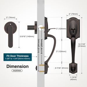 Manija de Puerta Delantera Calzibeno, Bronce Envejecido, Diseño Tradicional de Zinc, Fácil Instalación, Reversible, para Puerta de Entrada - Product Image 5