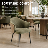 Chaise de salle à manger moderne en cuir rembourré avec dossier incurvé pour restaurant, hôtel, café, bar, salon, bureau, vente en gros commerciale