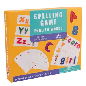 थोक अंग्रेजी वर्णमाला पत्र शैक्षिक फ़्लैश कागज कार्ड बोर्ड मिलान पहेली लकड़ी खेल खिलौने बच्चों के लिए