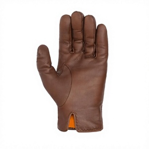 Gants en cuir tactiles longs jusqu'au poignet, doublés de fourrure écologique, chauds et thermiques pour usage quotidien, style uni marron pour l'hiver - Product Image 4