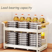 Organisateur de cuisine 2 niveaux pour ustensiles et épices – Support de rangement pour pots à épices et condiments