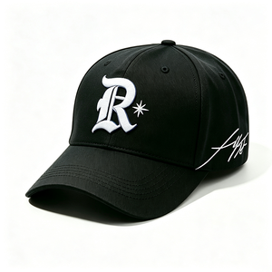 Gorra de Béisbol Personalizada con Bordado 3D, 100% Algodón, Negra, Estructurada, con Visera Curva, Deportiva, Casual, Streetwear, para Hombre y Mujer, con Firma Lateral - Product Image 2