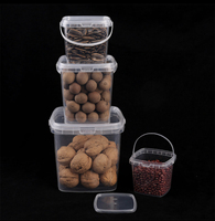 Lot de Seaux en Plastique PP Transparent avec Couvercle 300ML/500ML/1L/2L/3L/5L/6L/8L/10L, Conteneurs Vides pour Stockage de Liquides, Crèmes, Aliments, Pâtisserie et Cuisine