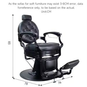 Luxury <b>Retro</b> Salon Hairdressing Barber <b>Chair</b> Hydraulic Hair Cutting Reclining Grooming Massage Leather Furniture for Gym Use - Product Image 2
