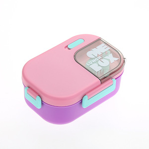 One <b>Lunch</b> <b>Box</b> Bento <b>Box</b> With Fork And Spoon <b>Microwaveable</b> Rectangle Plastic Lid Solid Color - Product Image 2