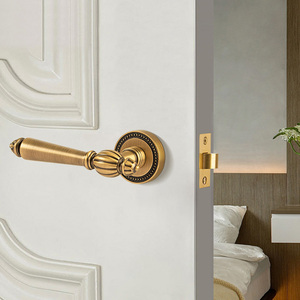 黄铜现代简约门锁美式轻奢磁力静音金色门把手通用易安装 - Product Image 3