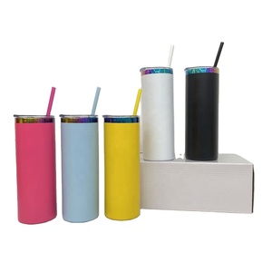 Vaso de Viaje de Acero Inoxidable con Recubrimiento en Polvo de 20 oz, Plateado Arcoíris por Debajo, Aislado al Vacío, Diseño Delgado y Recto - Product Image 1