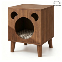 Lit-cave moderne en bois massif pour chat, table d'appoint décorative pour animaux de compagnie, cachette confortable pour chat pour salon et chambre à coucher, vente en gros