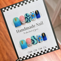 Faux ongles carrés courts 100% faits à la main, à presser, de haute qualité, très demandés, avec fleurs 3D, fournisseur