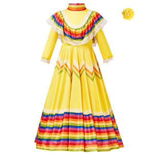Disfraz de Bailarina Folclórica Mexicana Tradicional de Jalisco para Niñas, Disfraces de Carnaval de Halloween para Niños - Product Image 2