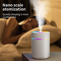 Mini Humidificateur d'Air Portable 190ml Ultrasonique USB pour Bureau avec Lumière Colorée, Aromathérapie pour Voiture et Maison