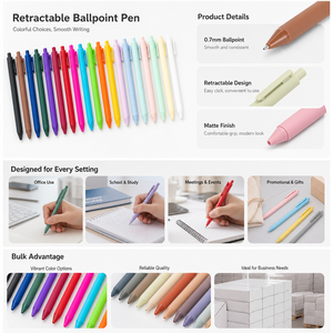 Bolígrafo Retráctil de Plástico con Logotipo Personalizado, Venta al Por Mayor, Punta de 1.0 mm, Varios Colores, <span class=keywords><strong>Escritura</strong></span> <span class=keywords><strong>Suave</strong></span> - Product Image 2