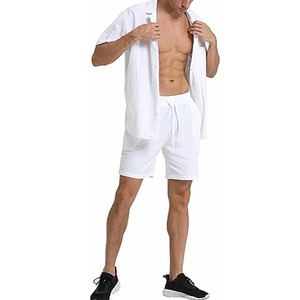 <span class=keywords><strong>Camicia</strong></span> <span class=keywords><strong>di</strong></span> <span class=keywords><strong>lino</strong></span> da <span class=keywords><strong>spiaggia</strong></span> estiva da uomo e da 2 pezzi corti completi da uomo - Product Image 4