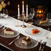 Assiette en verre élégante à motif de diamant rond avec finition cristalline pour table de dîner de mariage en gros