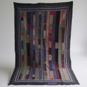 Quilt Kantha authentique fait à la main en coton Sari Vintage Stripe Patchwork - Product Image 1