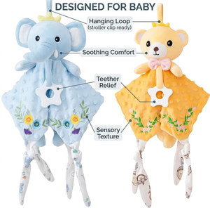 Couverture de sécurité personnalisée OEM en forme d'éléphant pour bébé, jouet en peluche doux, <span class=keywords><strong>doudou</strong></span> pour nouveau-né, cadeau de naissance - Product Image 3
