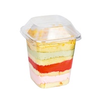 Contenant d'emballage jetable pour pâtisseries et gâteaux, en plastique PET transparent, carré, pour mousse, gâteau, dessert