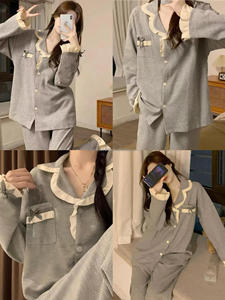 Pigiama da Donna Casual Comodo con Colletto e Maniche Lunghe per Primavera e Autunno, <span class=keywords><strong>Nuova</strong></span> Collezione in Vendita all'Ingrosso - Product Image 5