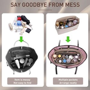 แผ่นจัดระเบียบกระเป๋าถือและฐานรองกระเป๋า ชุด 2 ชิ้น, แผ่นจัดระเบียบผ้าสักหลาดสำหรับกระเป๋าโท้ทใบใหญ่, แผ่นจัดระเบียบกระเป๋าพร้อมซิป 5 ขนาด - Product Image 6