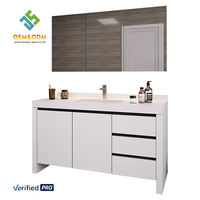Ensemble de meubles de salle de bain modernes en bois massif, imperméables et écologiques, avec armoire murale, miroir LED, lavabo en céramique et robinet