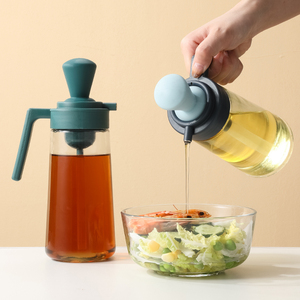 Dispenser di Olio in Vetro Trasparente GREENSIDE con Testina in Silicone Integrata per Cucina, per Salsa di Soia e Aceto - Product Image 3