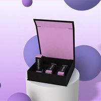 Emballage personnalisé pour gloss à lèvres avec logo, boîtes magnétiques noires mates, capacité de 6 gloss à lèvres