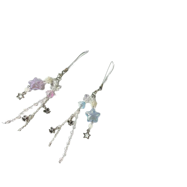 Y2K Beaded Phone Charm Star Butterfly Aesthetic Bag Keychain Fairycore Multi Layer Handmade Pendant Gift for Girls