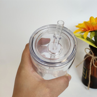 Lot de 25/50 gobelets en plastique à double paroi de 16 oz, type boule à neige, avec trous pré-percés, couvercles transparents et pailles en plastique