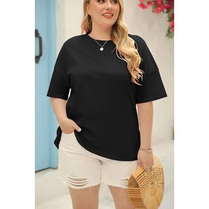 Fisoew Camiseta extragrande para mujer, cuello redondo, manga regular, jersey, top de verano, tallas grandes, túnica - Product Image 3