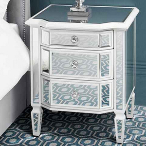 Mesita de Noche con Espejo Leonore, de <span class=keywords><strong>Madera</strong></span> Blanca con Detalles en <span class=keywords><strong>Madera</strong></span>, para Dormitorio - Product Image 2