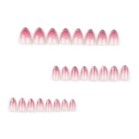 Faux ongles courts de haute qualité, style français, à paillettes, dégradé rose, à presser, pour doigts, prix de gros