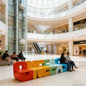 Banc de parc personnalisé avec lettres alphabétiques ML-056 - Intérieur/extérieur, décoration artistique en fibre de verre, sièges au design moderne, couleurs personnalisables - Product Image 6