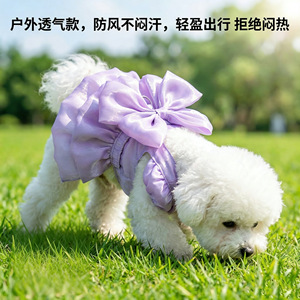 Robe pour chien en fibre acrylique unie violette, jupe mignonne pour petits chiens, vêtements pour animaux de compagnie printemps été automne - Product Image 2
