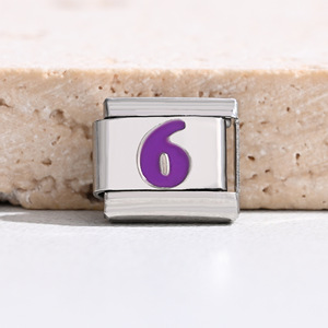 Stainless Steel Purple Arabic Numeral DIY Italian Modular Bracelet Unisex Everyday Wear - Product Image 4
