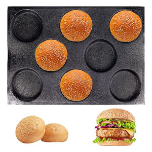 8 tazas 430x320x40mm silicona y fibra de vidrio <span class=keywords><strong>Mini</strong></span> hamburguesa pan <span class=keywords><strong>molde</strong></span> para hornear perros calientes para panaderías restaurante - Product Image 5