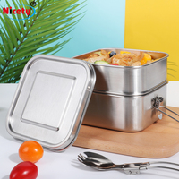 Boîte à lunch carrée personnalisable de qualité alimentaire en acier inoxydable, boîte à lunch bento empilable, récipient alimentaire avec verrouillage, étanche