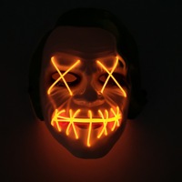 Vente en gros de masques de fête d'horreur au néon, masques de fête d'horreur effrayante Led, Costume de Cosplay El Dj Party Light Up Mascara Glow carnaval décorations