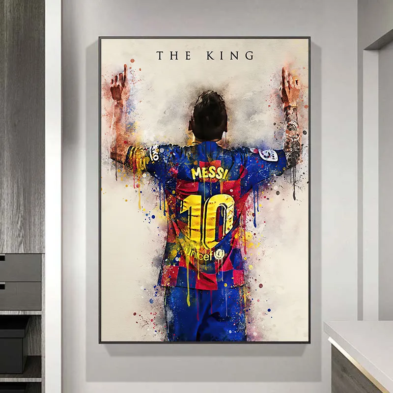 Abstract Football Star King Messi Poster Prints Canvas Painting Wall Art Pictures Home Decoration Cuadros