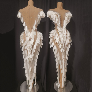 Novance Y5514 Abito da Sera Glamour con Paillettes Bianche, Senza Maniche, con Spacco Alto, <span class=keywords><strong>Vestito</strong></span> da Cerimonia per Donne - Product Image 2