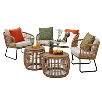 Collection de meubles d'extérieur en rotin tressé artisanal de qualité supérieure, ensemble modulable 5 pièces en rotin épais et durable