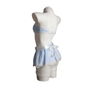 Uniforme de sirvienta, falda a cuadros con delantal y ribete de encaje, disfraz elegante para mujer, juego de rol - Product Image 4