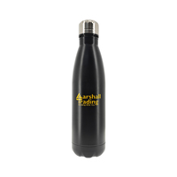 Bouteille d'eau ronde en acier inoxydable personnalisée AI-MICH 1L, mug isotherme noir mat, gourde en acier sous vide
