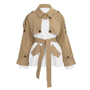 <span class=keywords><strong>Trench</strong></span>-Coat d'hiver <span class=keywords><strong>kaki</strong></span> vintage pour femmes, manteau <span class=keywords><strong>court</strong></span> de banlieue, respirant, doublure en polyester, rembourré, imprimé mince et tissé - Product Image 1