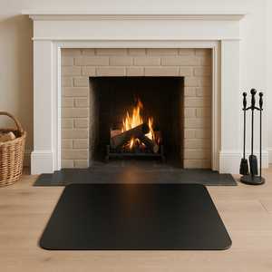 Plaque de protection pour cheminée 60x70 cm en acier peint noir de 2 cm d'épaisseur, protection de sol pour poêle et cheminée - Product Image 5