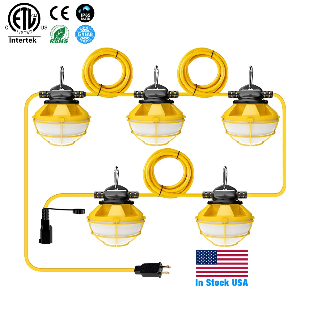 Industrial Led String Lights Work New Selling 50/100Ft 80W Temporary String Lights For 5 Years Warranty Led String Lights Work