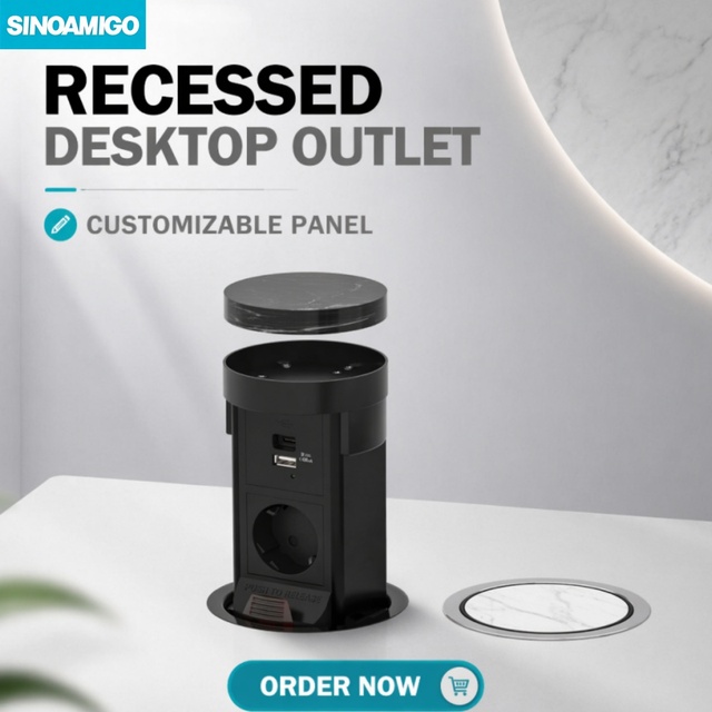 SINOAMIGO Customized Hidden Countertop Office Outlet UK Pop up Socket for Kitchen