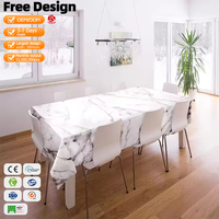 Nappe de table jetable en plastique à motif marbré carré pour salle à manger intérieure